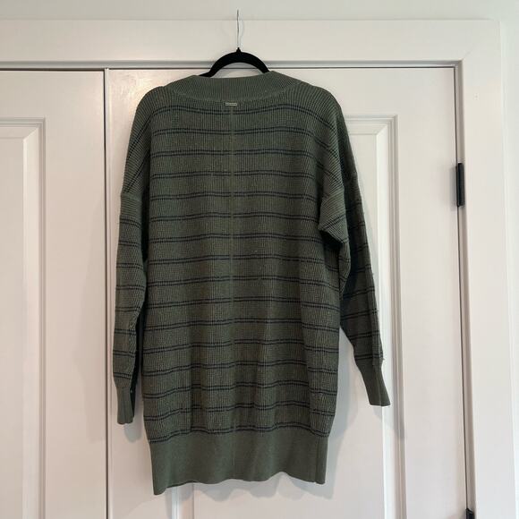 Prana Women's Long Henley Sweater Tunic Green Blue‎ Stripes Size Large - Picture 5 of 9